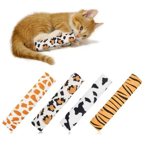 Produktbild: Andiker Katzen Spielkissen Spielzeug, Katzenminze Kissen Interaktives Katzenspielzeug Für Indoor Katzen (4 Stück)