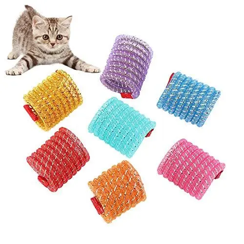 Produktbild: Andiker Katzenspielzeuge, 5 Stück Cat Spring Spielzeug Kauspielzeug für Katzen Buntes und Interaktives Teleskopierbares Lustiges Katzen Spiralfeder Flexible Spiralfeder Kauspielzeug für Kätzchen
