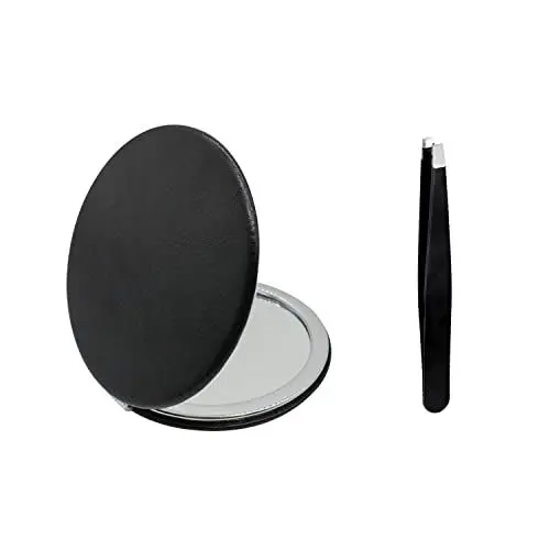 Produktbild: Andiker taschenspiegel mit 1 Pinzette, Vergrößerung Faltbarer Reisespiegel, 8 cm taschenspiegel klappbar für Make-up