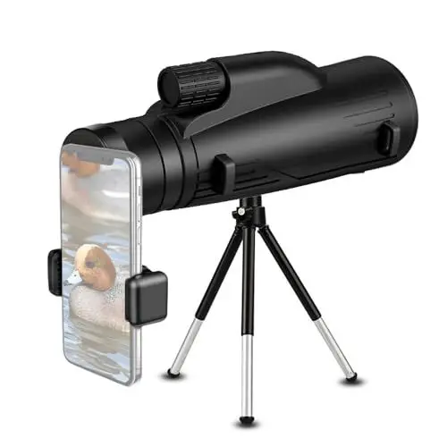 Produktbild: Andoer 12x50 Monokular-Teleskop für Erwachsene, FMC optische Linse, BAK4-Prismen, wasserdicht mit Telefonhalterung, stativ zum für Wandern, Camping, Tierbeobachtung, Mond, Sport, Spiele, Konzerte