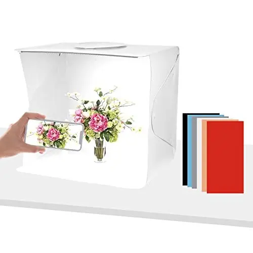 Produktbild: Andoer Fotostudio Lichtbox 40 cm, Tragbare Faltbare Studiobox 5500 K mit 6 Farbhintergründen Telefonclip Desktop-Stativ USB-Netzteil für Produktschmuckfotografie