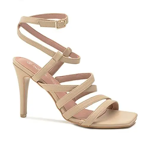 Produktbild: Andrés Machado –Sandalen mit hohem Absatz für Damen und Junge Frauen – AM5553 – SS22 – Damenschuhe Sandaletten für den Sommer aus Lederimitat - Beige EU 44