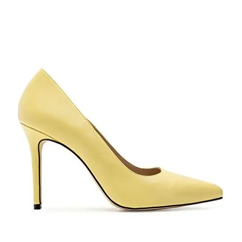 Produktbild: Andrés Machado - Elegante Pumps für Damen aus Glatt- oder Rauleder - Diana - Bequeme hohe Damenschuhe Stilettos High Heels für den Sommer - Gelb, EU 42