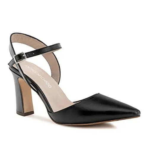 Produktbild: Andrés Machado - Business High Heels für Junge Frauen aus Glatt- oder Rauleder - Linda - Elegante Damenschuhe mit Absatz Slingpumps High Heels für den Sommer - Schwarz, EU 35