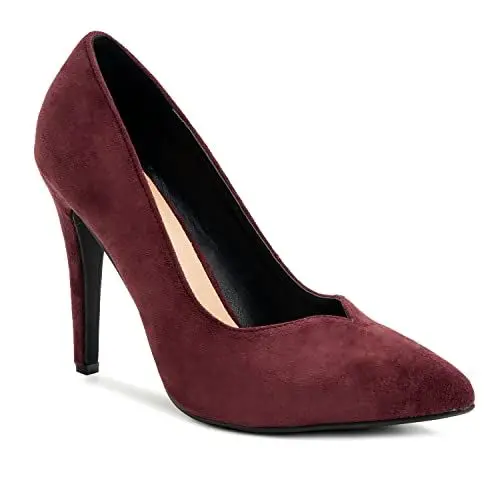 Produktbild: Andrés Machado - Elegante Pumps für Damen und Jugendliche - AM5584 - Damen Pumps Kunstleder High Heels mit spitzer Schuhspitze - Burgunderrot EU 44