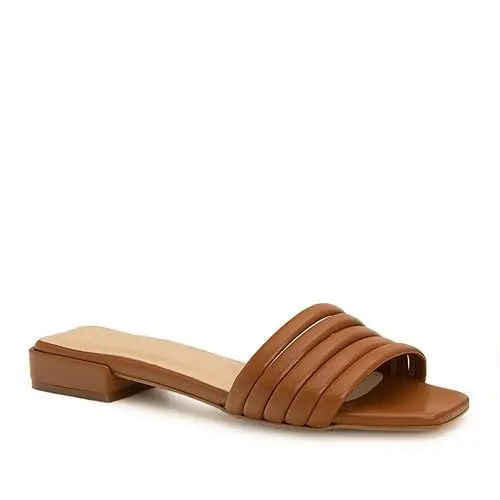 Produktbild: Andrés Machado - Elegante Sandaletten für Damen Junge Frauen aus Leder – Flavia – Bequeme Sandalen mit flachem Absatz Pantoletten für den Sommer - Braun EU 39