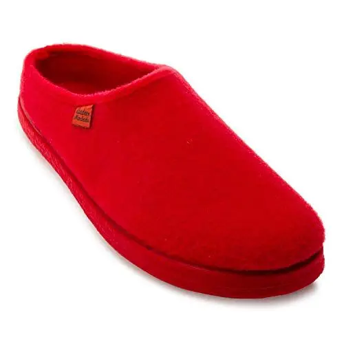 Produktbild: Andres Machado Unisex Hausschuhe für Damen und Herren für Sommer und Winter - Slipper/Pantoffeln - AM001 - Oberteil aus Filz - mit Rutschfester Gummisohle, Rot, 34 EU