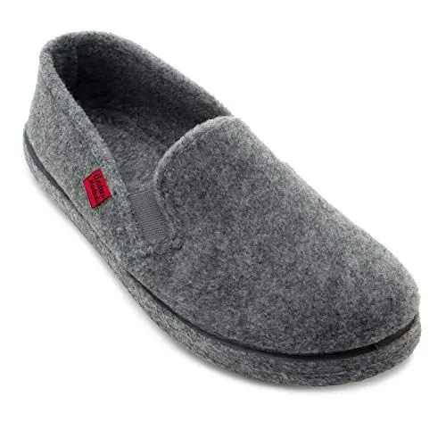 Produktbild: Andrés Machado - Hausschuhe für Damen für Sommer – Unisex Puschen für drinnen und draußen - AM002 – Pantoffeln aus Filz mit Rutschfester Gummisohle und geschlossener Hacke – Grau, EU 32