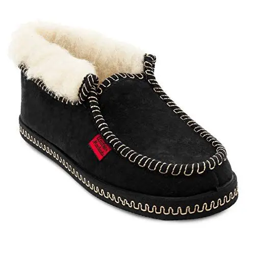 Produktbild: Andrés Machado - Hausschuhe für Damen für Winter - BAMARA – Pantoffeln aus Velour mit Futter aus Lammfell und Rutschfester Gummisohle – Schwarz, EU 32