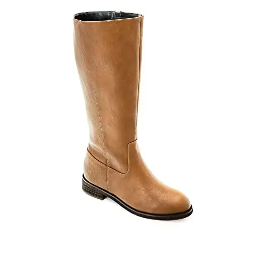 Produktbild: Andrés Machado - Hohe Stiefel aus Kunstleder - AM4204 - runde Leistenspitze und Flache Absatz - Camel, Größe EU 43