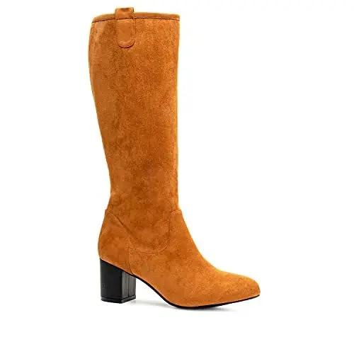 Produktbild: Andrés Machado - Hohe Stiefel mit breitem Absatz für Damen und Junge Frauen - AM41 - Knee Boots/Mid-Calf - Camel EU 32