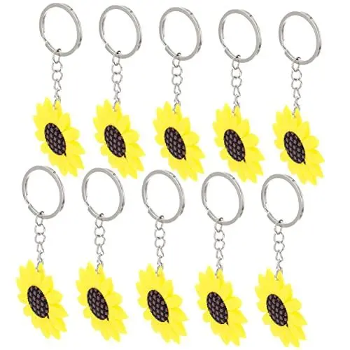 Produktbild: ANDRESLAD Sonnenblumen-schlüsselanhänger 10 Schlüsselanhänger Metall-schlüsselanhänger Taschenanhänger Schlüsselhalter-Dekorationen Einzigartiges Schlüsselanhänger-Set Für Jedes Alter