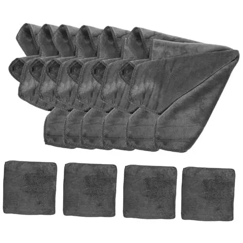 Produktbild: ANDRESLAD 12 Stück Mikrofaser-reinigungstücher Autowaschtuch Super Saugfähig Wiederverwendbar Weich Robust Autozubehör 40 X 40 cm Grau