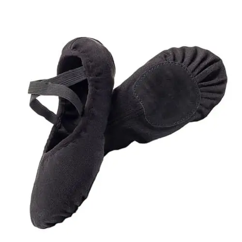 Produktbild: ANDRESLAD 1 Paar Damen Ballettschuhe Für Erwachsene Ballett-Spitzenschuhe Ballettschuhe Für Mädchen Ballettschuhe Anziehen Ballettschuhe Aus Segeltuch Yoga-Schuhe Knöchel Sohlen Black Leder