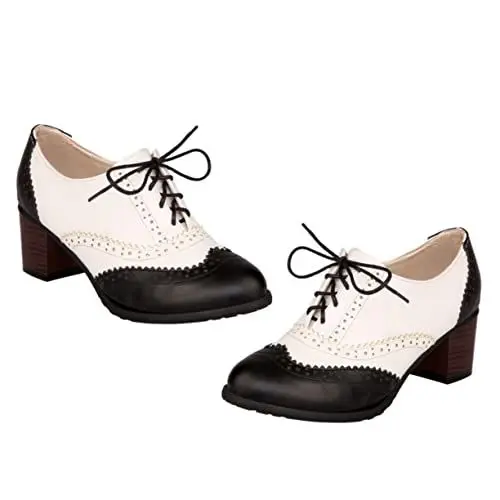 Produktbild: ANDRESLAD 1 Paar Schuhe Mit Hohem Absatz Für Frauen Mit Tiefem Mund Retro-Sneaker Für Frauen Stiefel Für Damen Mit Absatz Damen Schnürschuhe Schnürsenkel Obermaterial: Künstliches Pu Black