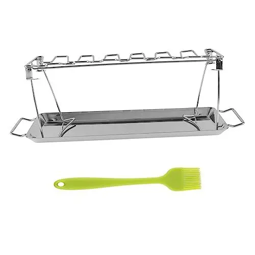 Produktbild: ANDRESLAD 1 Satz Gebratenes Hähnchenkeulengestell kompakter Grill Grillplatte Grillwerkzeug robuster Grill edelstahlgrill klappbarer Grill Außengrill Grill im Freien Rostfreier Stahl Silver