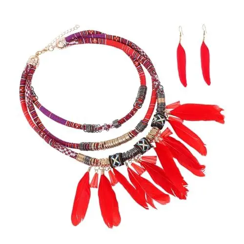 Produktbild: ANDRESLAD 1 Satz Schmuck-Set rotes kostüm Perlenkette afrikanischer Schmuck Damenschmuck weihnachtskrippe rolf zuckowski weihnachten ohrhänger Schmuck Kombination Fransenkette Zinklegierung