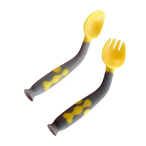 Produktbild: ANDRESLAD Gabellöffel Set Mit Sicherheitslöffeln Für Kleinkinder Fütterlöffeln Und Babygeschirr Geeignet Für Warme Speisen Runder Kopf Für Bequemes Essen Für Junge Mädchen