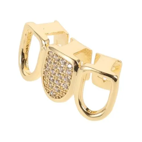 Produktbild: ANDRESLAD 1 Set Goldene Zirkon Grillzähne Für Männer DIY Zähne Schmuck Zahnkappe Krone Hip Hop Charms Für Zähne Goldene Zahnkappe Vergoldete Zähne Rapper Kostüm Grills