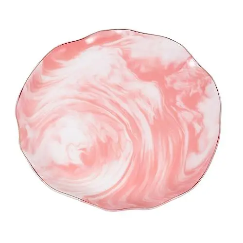 Produktbild: ANDRESLAD 1stk Aufbewahrungsschale Für Schmuck Halskette Fach Marmor-serviertablett Rundes Serviertablett Schmuckablage Schmuck Tabletts Ringschale Snacktablett Schmucktablett Porzellan Rosa