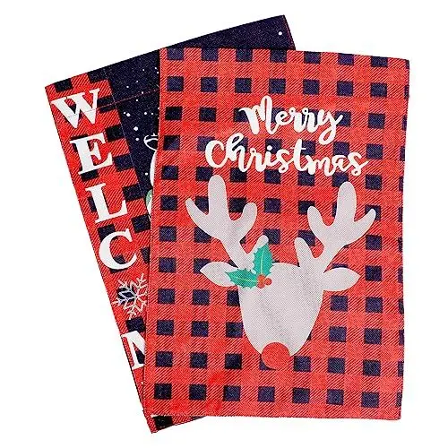 Produktbild: ANDRESLAD 2St Gartenfahne weihnachtsdeko weihnachtsmotiv wihnachtsdeko weinnachts deko weihnachtadeko garden decor Winterurlaubsflagge Weihnachtsflagge im Freien Weihnachtsfeier-Flagge Stoff