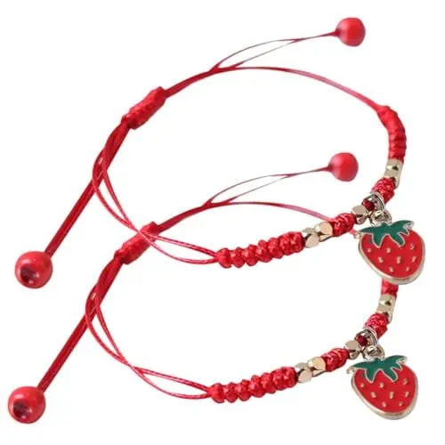 Produktbild: ANDRESLAD Einzigartiges Design Erdbeer-freundschaftsarmband Gewebtes Frucht-charm-armband Verstellbares Perlenarmband