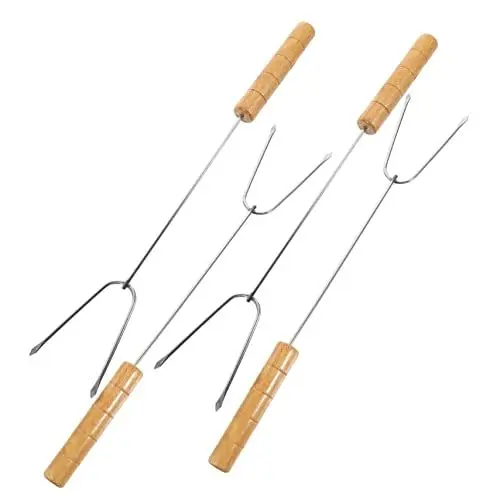 Produktbild: ANDRESLAD 4 Stück Edelstahl Kabob Spieße Mit Holzgriff Robuste Grillspieße Wiederverwendbare BBQ Spieße Für Fleisch Und Gemüse Perfekt Für Grillpartys Und Camping