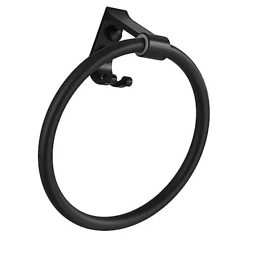 Produktbild: ANDRESLAD Aluminium Handtuchring Mit Haken Runder Handtuchhalter Einfaches Design Schwarz Rostfrei Badezimmerzubehör 1 Stück