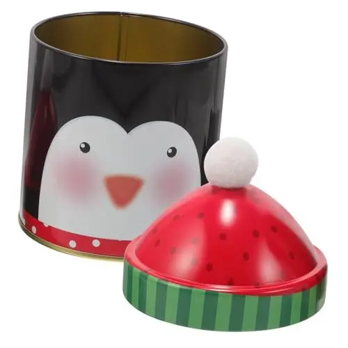 Produktbild: ANDRESLAD Box Hut Weihnachtsplätzchendosen Weihnachtsbonbondosen Pinguin Keksbehälter Keksdosen Mit Deckel Zum Verschenken Weihnachtssüßigkeitenetui Weihnachtsleckereien Glas