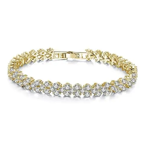 Produktbild: ANDRESLAD Exquisites Luxuriöses Römisches Kristallkettenarmband Für Damen Einfaches Voller Diamantarmband in Gold Eleganter Schmuck Für Besondere Anlässe