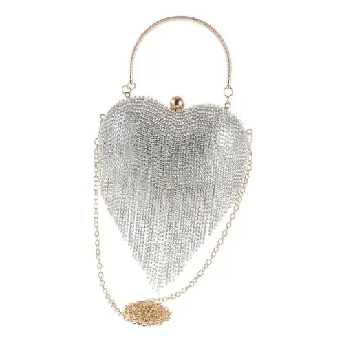 Produktbild: ANDRESLAD Abendtasche Für Damen Herzförmige Clutch Mit Quasten Und Kette Für Hochzeiten Und Partys