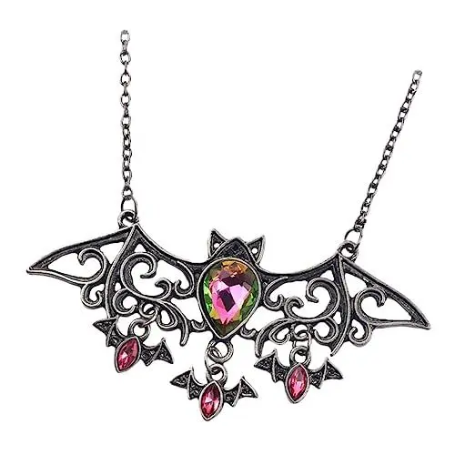 Produktbild: ANDRESLAD Retro Halloween Dekorationen Halskette Mit Fledermausmuster Schwarz Ideal Für Halloween Partys Gothic Schmuck Für Frauen Und ädchen Stilvolles Accessoire Für Grusel Events