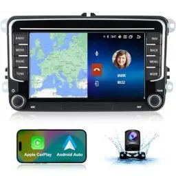 Produktbild: Android Autoradio mit Navi Bildschirm für VW Golf 5 6 Polo Seat Passat, 7 Zoll Android Auto Carplay Doppel Din Radio, Auto Radio Touch Display Bluetooth RDS FM GPS WiFi Rückfahrkamera