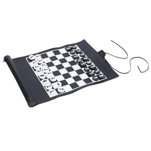 Produktbild: Andux Rollbares Schachbrettspiel PU Tragbares Schachspiel PGSLQ-01 (Schwarz)