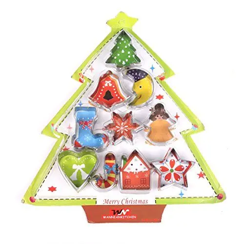 Produktbild: Andux Zone 10-TLG Plätzchen Ausstechformen Weihnachten Weihnachtsbaum Ausstecher Sterne Herz Schneeflocke Weihnachtssocken BGMJ-01