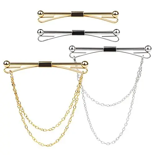Produktbild: Andux Zone Herren Kragenclip Set mit Silber Tone Gold Tone Kettenstil NSLJJ-01 (4 Stück)