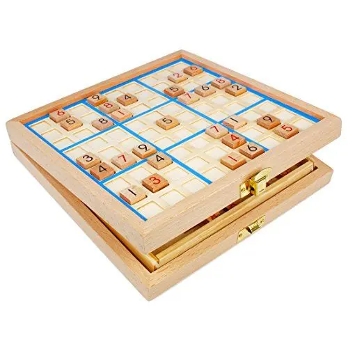 Produktbild: Andux Zone Sudoku Brett Kasten 3-in-1 hölzerne Zahl Platz Spielzeug SD-03 (Blau)