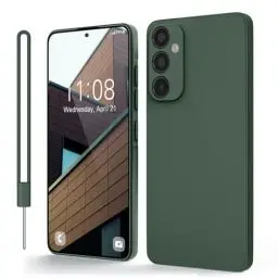 Produktbild: Andwing für Samsung Galaxy A55 Hülle, Silicone Handyhülle für Samsung Galaxy A55 4G/5G mit Weichem Kratzfestem Mikrofaserfutter, Rundumschutz Schutzhülle Slim Case für Samsung Galaxy A55 Dunkelgrün