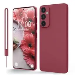Produktbild: Andwing für Samsung Galaxy A55 Hülle, Silicone Handyhülle für Samsung Galaxy A55 4G/5G mit Weichem Kratzfestem Mikrofaserfutter, Rundumschutz Schutzhülle Slim Case für Samsung Galaxy A55 Rotwein