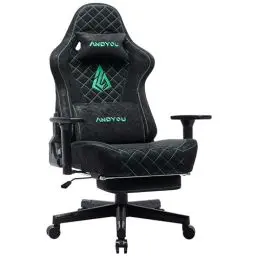 Produktbild: Andyou Gaming Stuhl Racing Gamer Sessel, Ergonomischer Gaming Chair Bürostuhl mit Verstellbare Lendenkissen, Fußstütze, Kopfkissen und 2D Armlehnen, Vintage-PU-Leder 90-150°, Schwarz ASIN