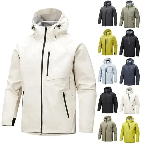 Produktbild: Black-Friday Softshelljacke Für Herren Outdoor Softshelljacken Für Herren Herren Übergangsjacke Rain Coat Men Herbstjacke Herren Fahrad Jacke Herren Winter Übergangsjacke Herren(#AA Beige,XL)
