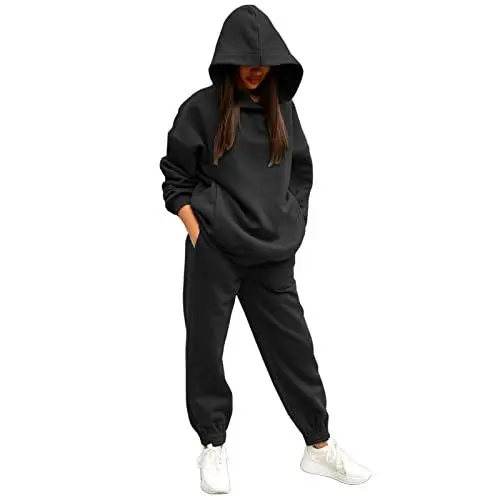 Produktbild: Meine bestellungen anzeigen 2024,Pullover Damen Winter schwarz,Damen Set Hose und Oberteil,Pullover Damen Winter,Frauen Anzug elegant Set,Pullover Baumwolle Damen,Oversize Sweatshirt Damen,Schwarz,L