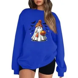 Produktbild: Angebote des Tages Heute Blitzangebote Unser Tag Ist Heute Damen Pullover Fleecepullover Damen Damen Hoodie Mit Kapuze Halloween Pullover Damen Halloween Kostüm Damen Blau, M