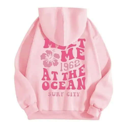 Produktbild: Cocila Day Prime 2025 Angebote Lässiges Kapuzen-Sweatshirt Mit Buchstaben-Blumendruck Und Kordelzug Bio Kleidung Damen Kapuzenpullover Hoodie Zip Oversized Sweatshir Sale Bestellung