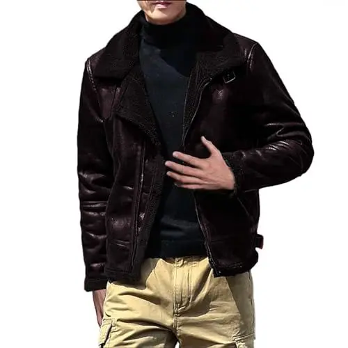 Produktbild: MMOOVV Herrenjacke aus und integriertem Lamm mit verdickter Wildlederjacke für Wärme Herren Winterjacke (Coffee, XXL)