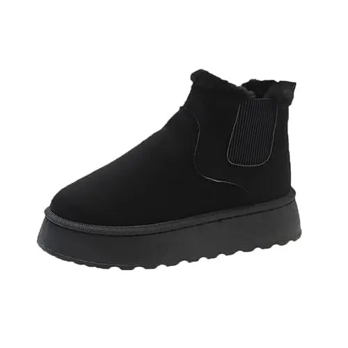 Produktbild: Generisch Stiefeletten Damen Stiefeletten für Damen Chelsea Boots Damen Women Boots Winter Stiefeletten Damen mit Absatz Schwarz Wildleder Stiefelette Damen Stiefeletten Damen Schwarz Lack