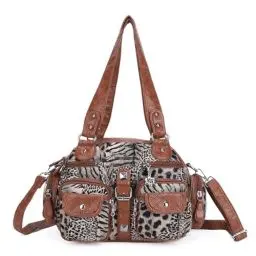 Produktbild: Angel Kiss Damen handtasche tasche damen Umhängetasche 2 hauptfächer Multifunktionale Rucksack Weiches PU Leder mit Reißver Damenumhängetasche für Büro Schule Einkauf Gelb-braun