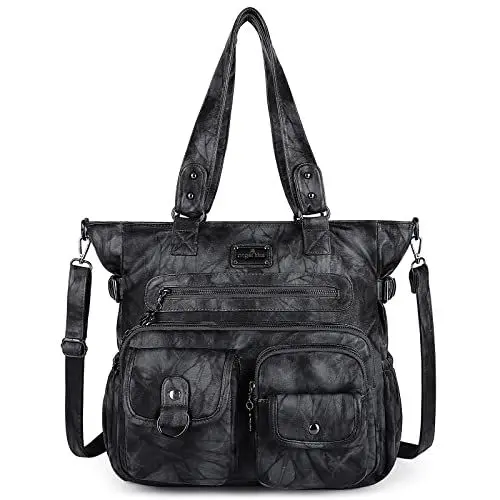 Produktbild: Angel Kiss Handtasche Damen Schultertasche Multifunktionale Umhängetaschen Gewaschenes Veganes Leder Wasserdicht mit Reißver Schlusstaschen