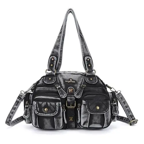 Produktbild: Angel Kiss Handtaschen Damen,Henkeltasche PU Leder Shopper Groß Umhängetasche Schultertasche mit Abnehmbarer Gurt