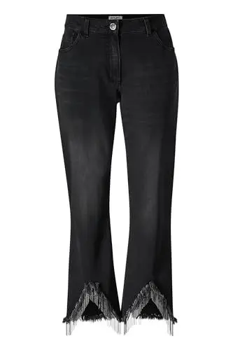 Produktbild: Angel of Style Damen große Größen Übergrößen Plus Size 3/4-Jeans, Schlag mit Zierketten, 5-Pocket schwarz 54 201570100-54